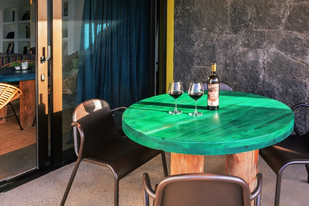 Turquoise table on the terrace
